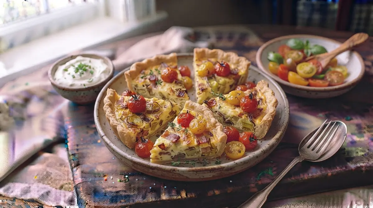 Fluffy Mini Quiche Slices with Sweet Cherry Tomatoes